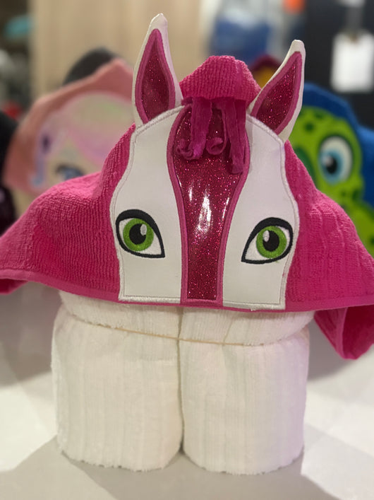 Pink Horse Hooded Towel