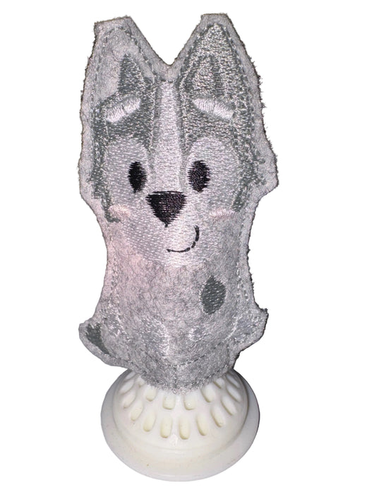 Grey dog finger puppet