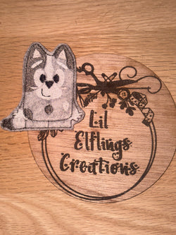 Grey dog finger puppet