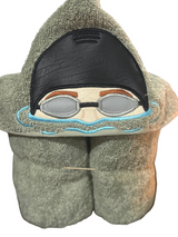 Swimmer hooded towel personalised