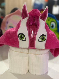 Pink Horse Hooded Towel