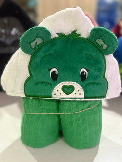 Green Bear Hooded Towel