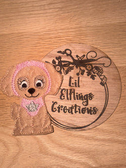 Pink pup finger puppet