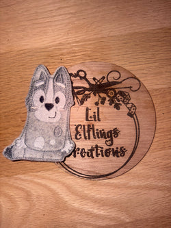 Big grey dog finger puppet