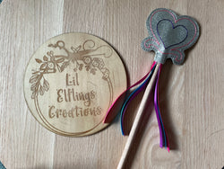Silver Heart  vinyl Ribbon Wand