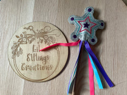 Silver star Vinyl ribbon Wands